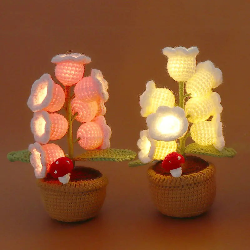 Handmade Crochet Flower Pot LED