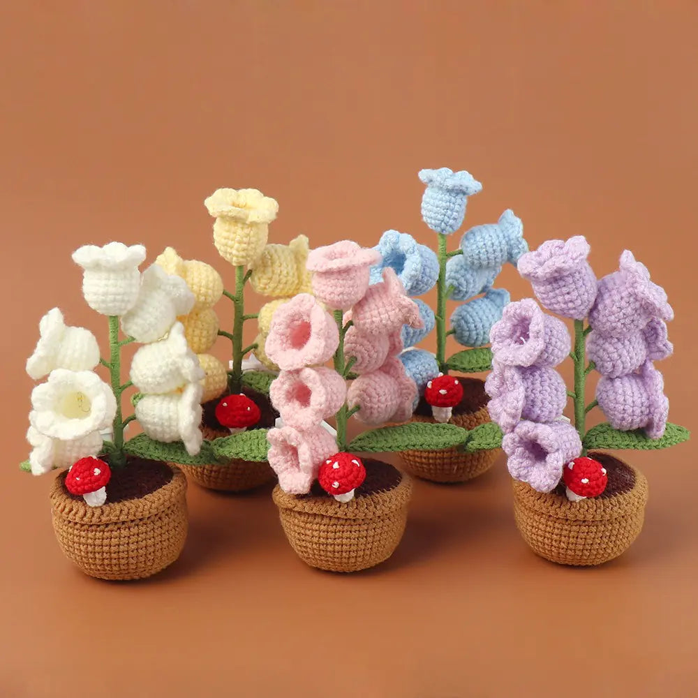 Handmade Crochet Flower Pot LED