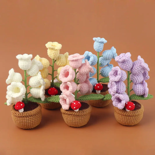 Handmade Crochet Flower Pot LED